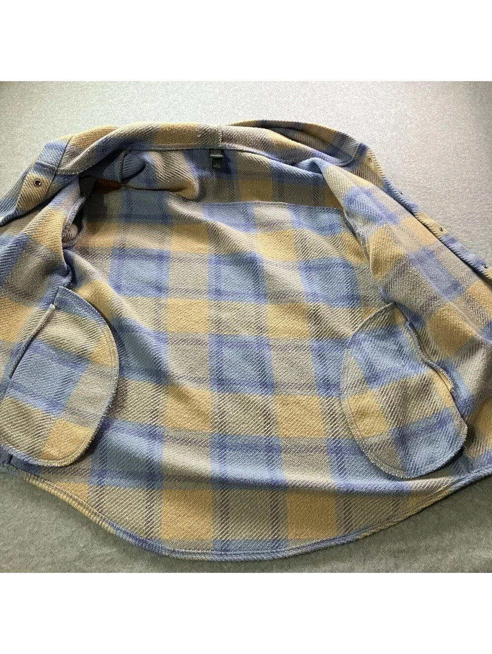 Wild Fable Button Snap Jacket/Shacket Women's Hooded Blue/Camel Plaid Size M